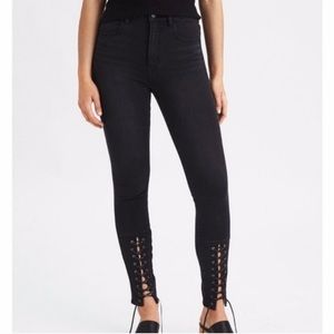 Lace up Black Denim